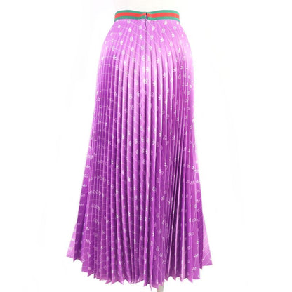 Gucci Adidas 696770 Webline GG Logo Trefoil Long Skirt Pleated Skirt Purple 42