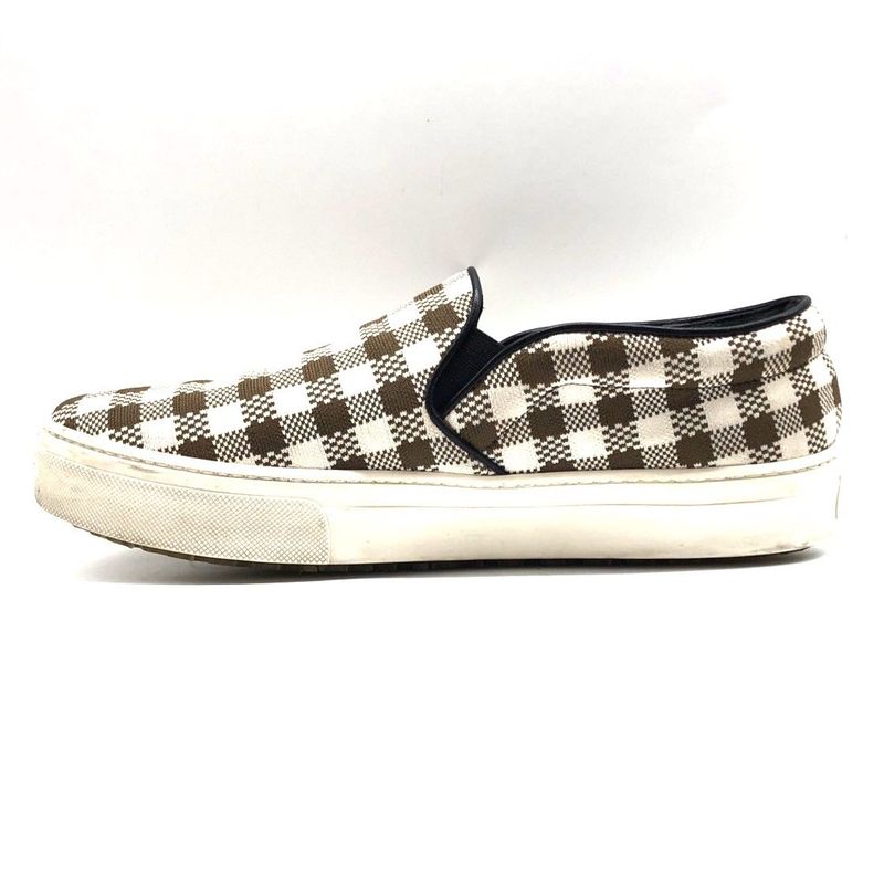 Celine Gingham Check Slip-on 40 Approx 26cm (10.24in) Brown White Checked Shoes