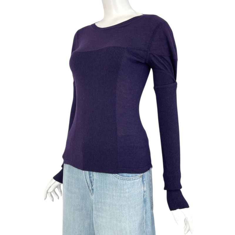 Chanel Top Coco Button Cashmere Silk Knit Purple Size 38