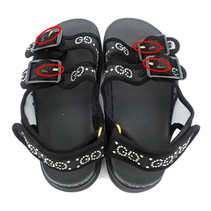 Gucci Sandals Crystal Belt Black 701158 Size 36 GG Logo Mesh Women's