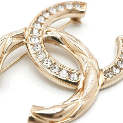 Chanel Brooch Corsage Gold Here Mark Rhinestone