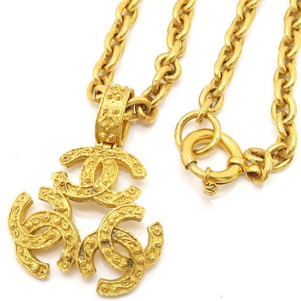 Chanel Necklace 94A Triple Coco Mark Large Long Chain Vintage Chanel