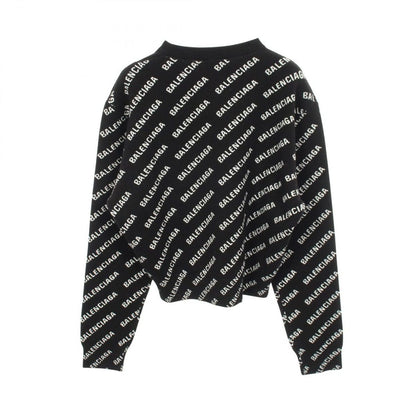 Balenciaga Knit Logo All Over Pattern Crew Neck Cotton Sweater — view 2