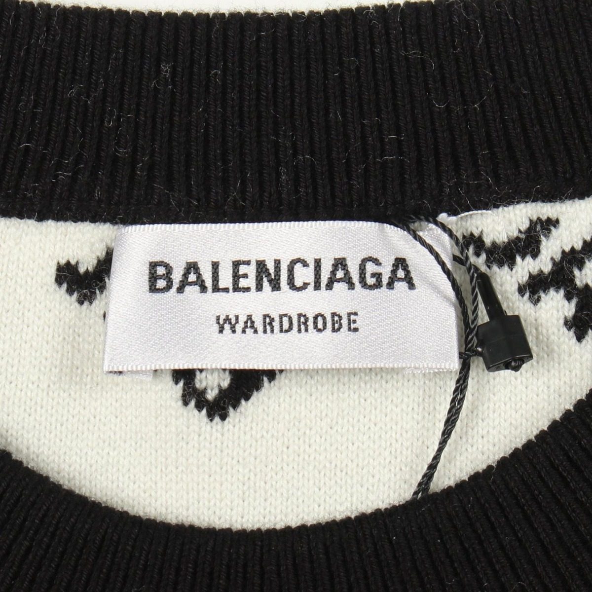 Balenciaga Knit Logo All Over Pattern Crew Neck Cotton Sweater — view 3