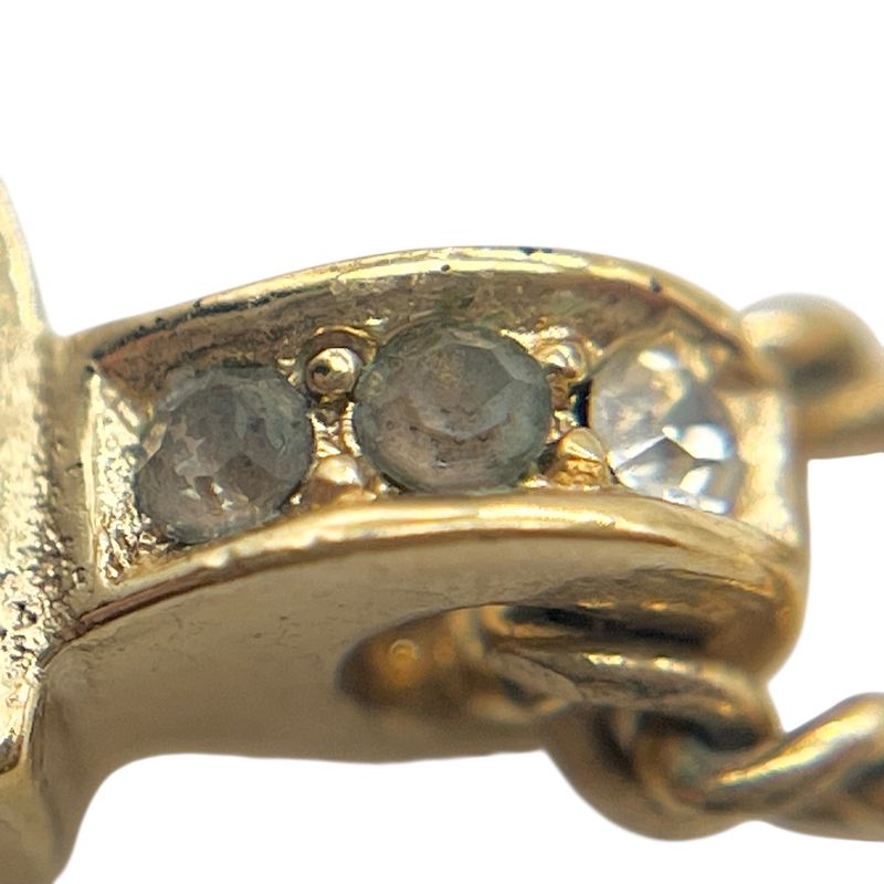 Christian DIOR Necklace Plated Metal Plated Metal Rhinestone CD Logo Gold