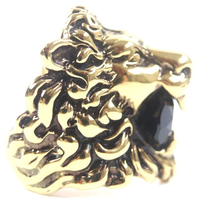 Gucci Lion's Head Colored Stone Ring - Gold Black 16 Size Equivalent To Size