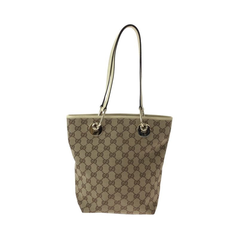 Gucci Brown Ivory Gold Hardware GG Canvas Tote Bag