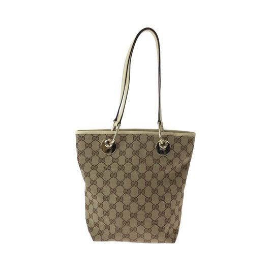 Gucci Brown Ivory Gold Hardware GG Canvas Tote Bag