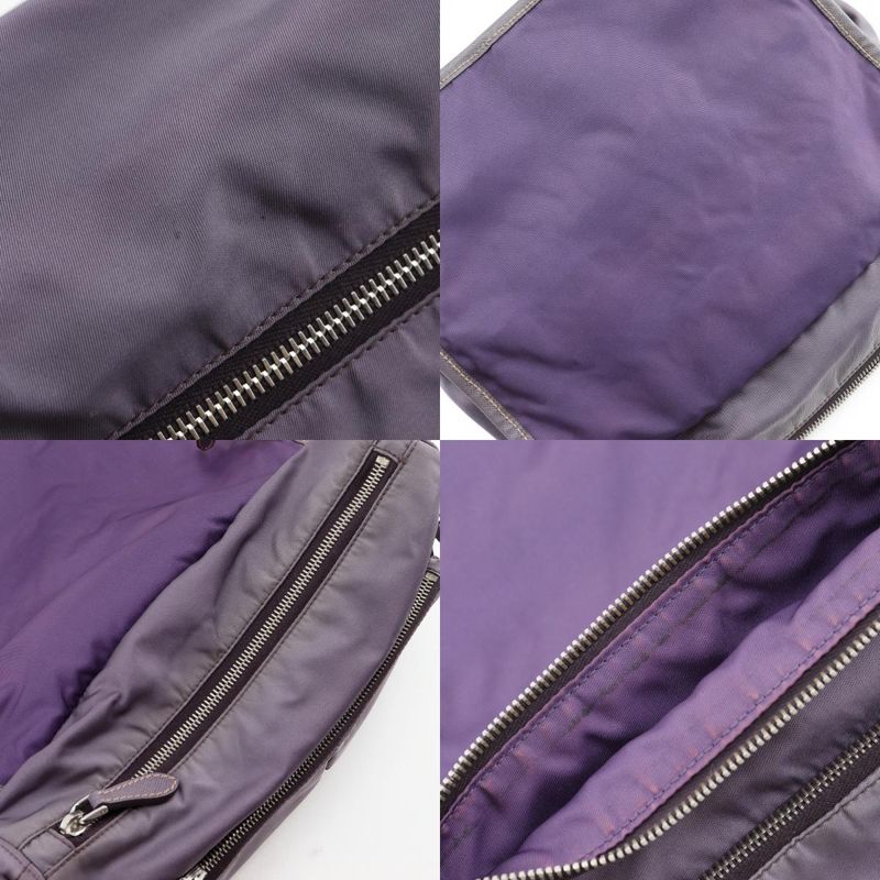 Prada Bt0687 Nylon And Leather Mirtillo Purple Women's Shoulder Bag