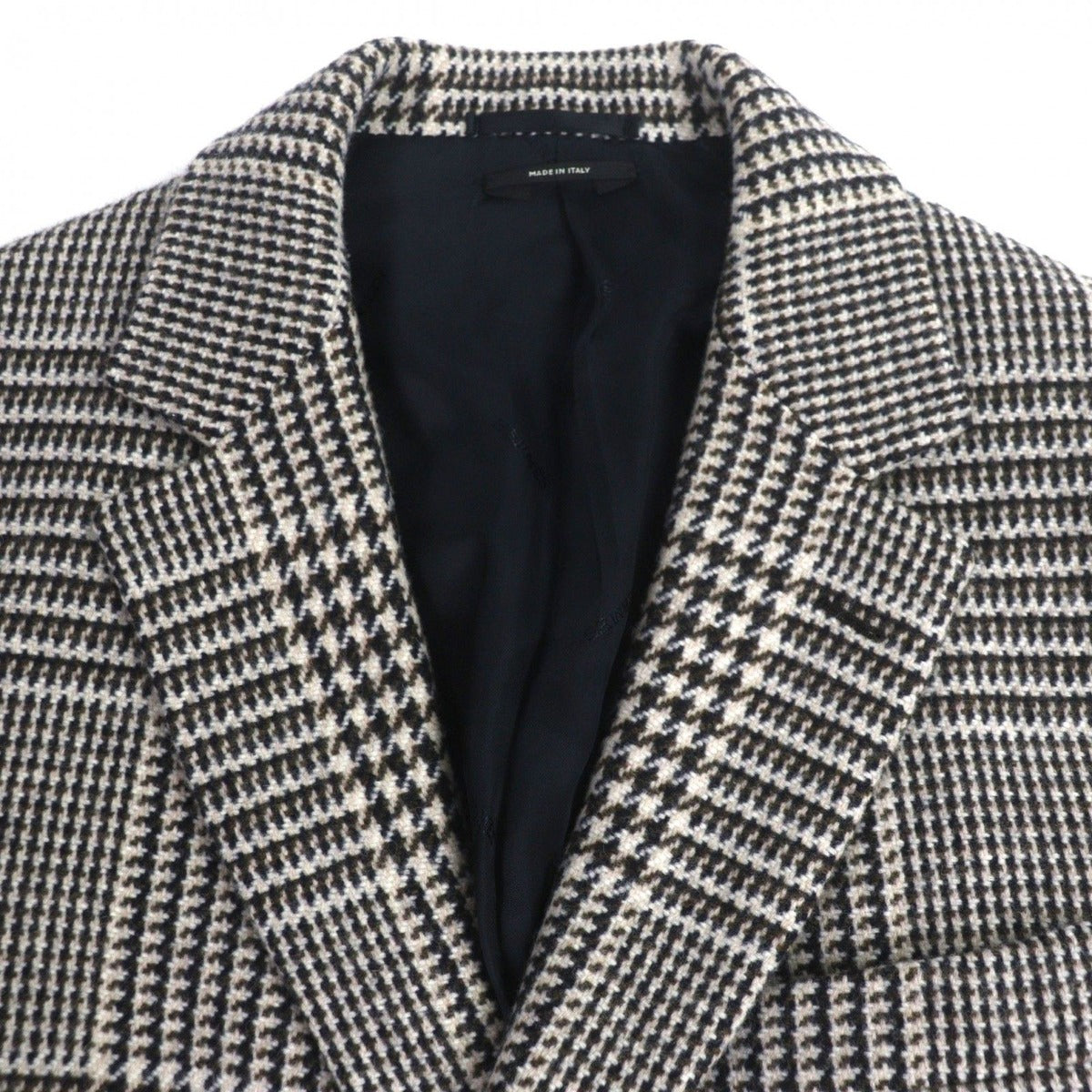 Hermes Wool Houndstooth Thick Tweed Single Che Star Coat Brown 50 — view 2