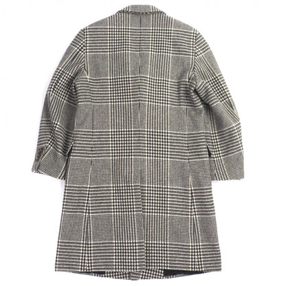 Hermes Wool Houndstooth Thick Tweed Single Che Star Coat Brown 50 — view 3
