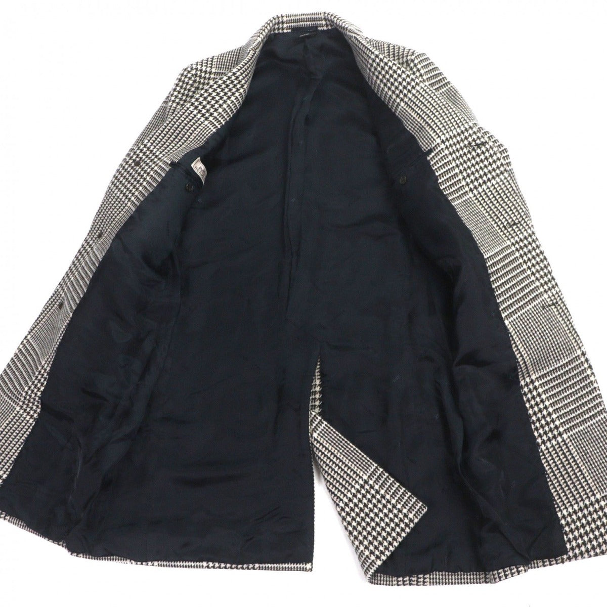 Hermes Wool Houndstooth Thick Tweed Single Che Star Coat Brown 50 — view 4