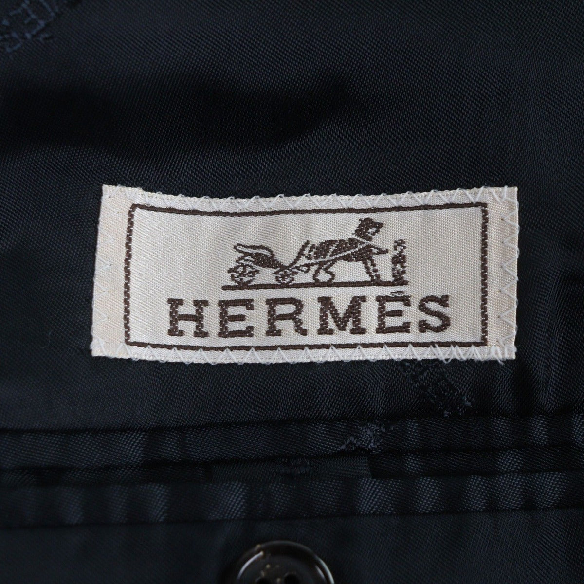 Hermes Wool Houndstooth Thick Tweed Single Che Star Coat Brown 50 — view 7
