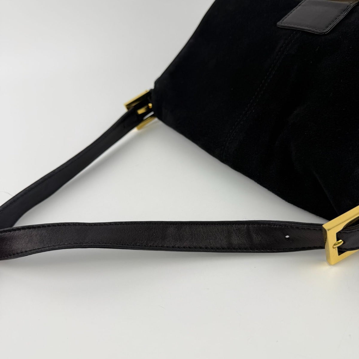 Fendi Mamma Bucket Shoulder Bag Black Suede Vintage — view 12
