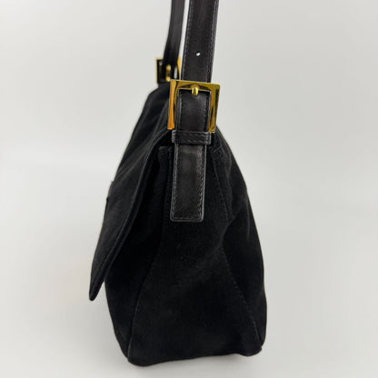 Fendi Mamma Bucket Shoulder Bag Black Suede Vintage — view 4