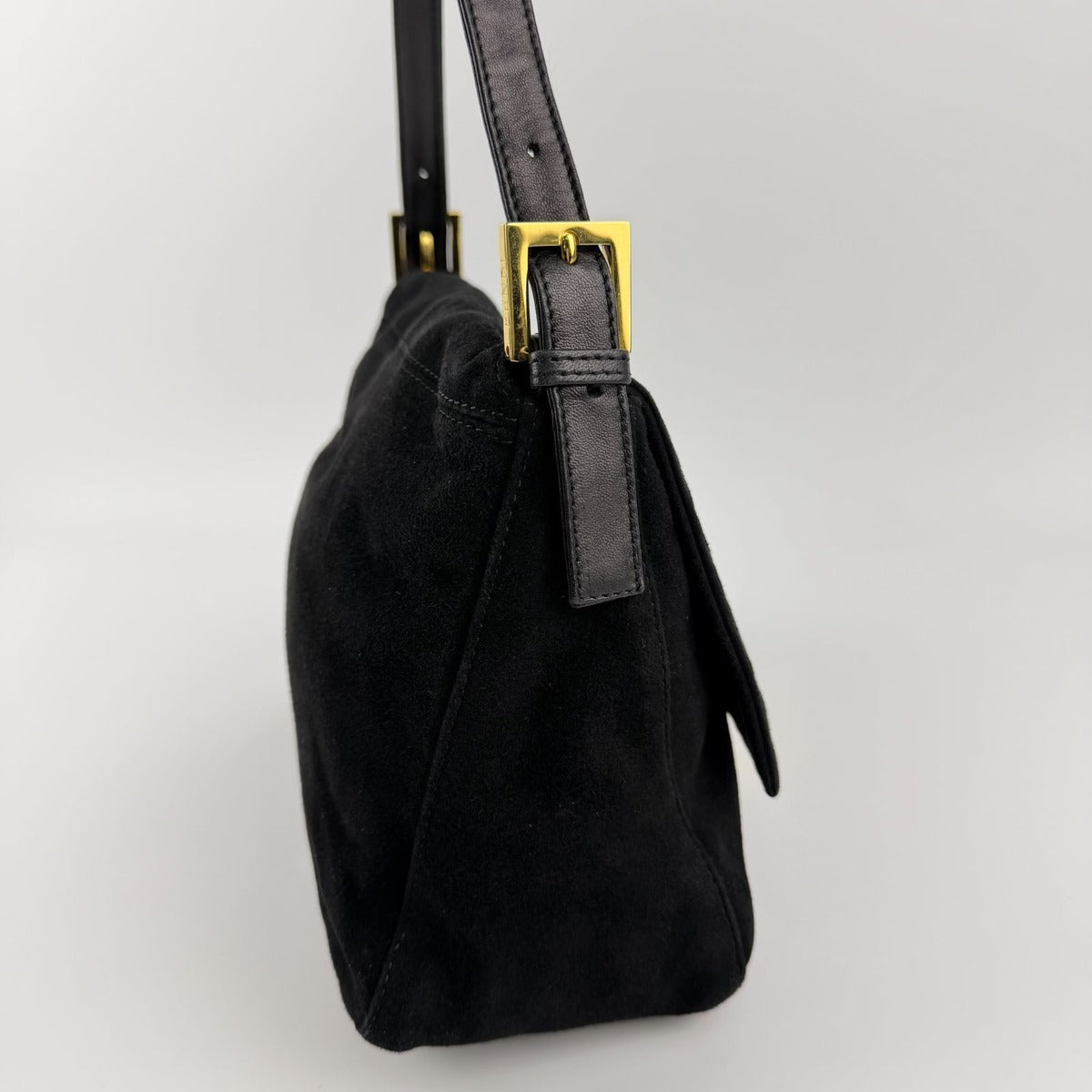 Fendi Mamma Bucket Shoulder Bag Black Suede Vintage — view 5