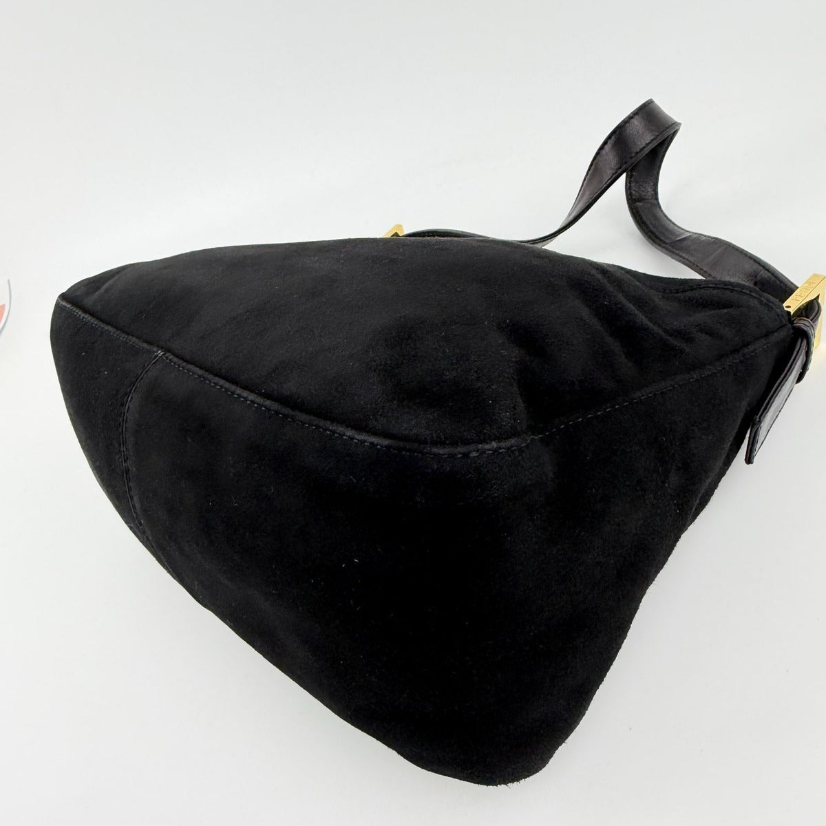 Fendi Mamma Bucket Shoulder Bag Black Suede Vintage — view 10
