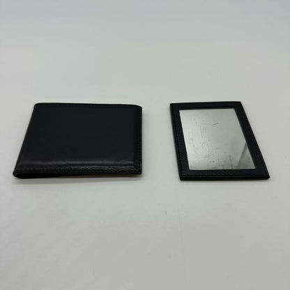 Gucci 001 3071 Shoulder Bag Leather Black Chic Vintage With Mirror Billfold