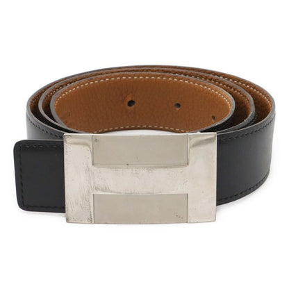 Hermes H Plate Belt Reversible Box Calf BOX Calf Togo Leather Black Brown