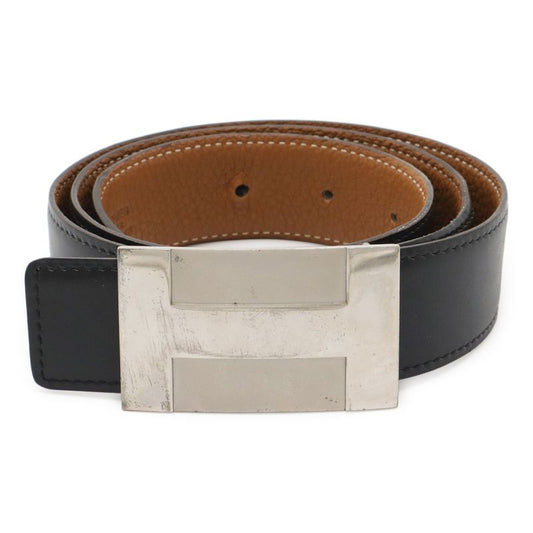 Hermes H Plate Belt Reversible Box Calf BOX Calf Togo Leather Black Brown
