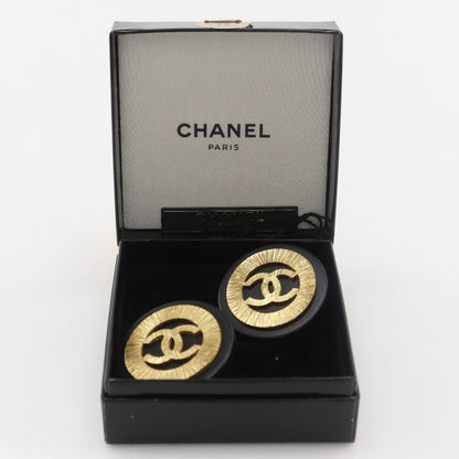 Chanel Coco Mark Vintage Gold Plated Black 28 Ladies 43.0g Earring