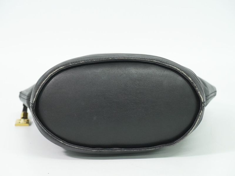 Authentic Loewe Anagram Tote Handbag Leather Black Anagram Bag Pre-owned