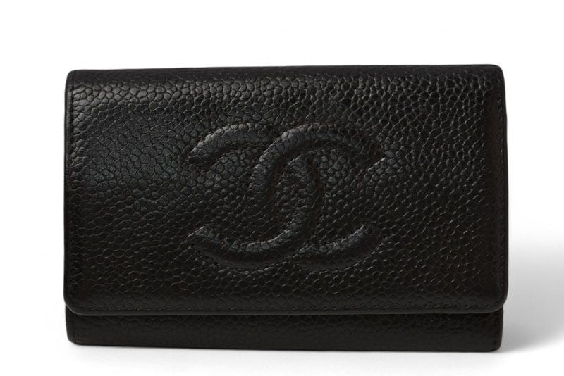 Chanel Key Case Chanel 6-slot CC Mark Caviar Skin Black Gold Hardware
