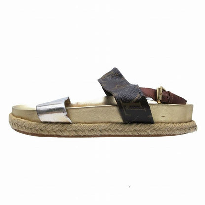 Louis Vuitton Monogram Flat Sandals Espadrille Back Strap 37 23.5cm (9.25in)