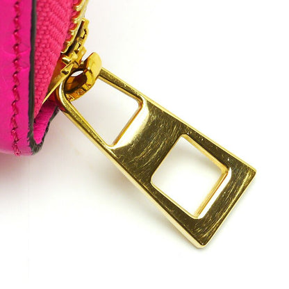 Loewe Round Zip Long Wallet 107n55 Anagram Pattern Leather Pink And Gold