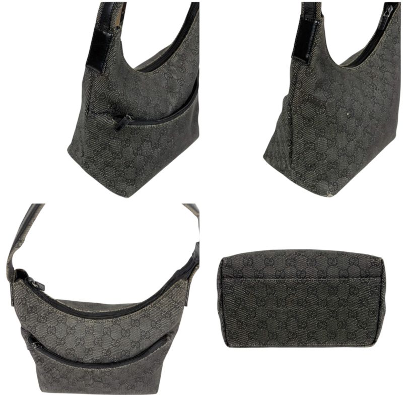 Gucci One Shoulder Bag GG Canvas 105649 Hobo Soho Black Gray