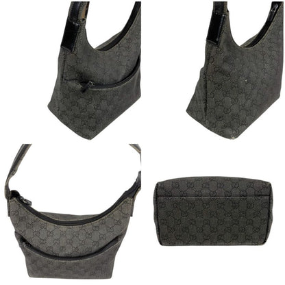 Gucci One Shoulder Bag GG Canvas 105649 Hobo Soho Black Gray