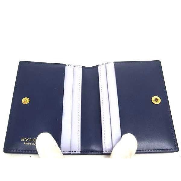 Bvlgari Card Case Serpenti Blue Leather Gold — view 3