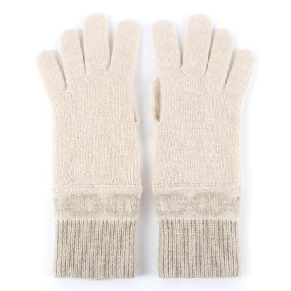 Hermes Heaven Cashmere Chaine D'ancre Knit Gloves Beige S — view 2