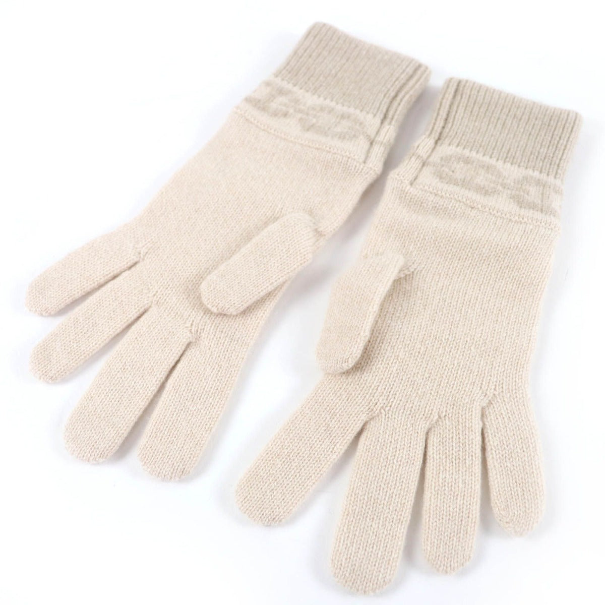 Hermes Heaven Cashmere Chaine D'ancre Knit Gloves Beige S — view 5