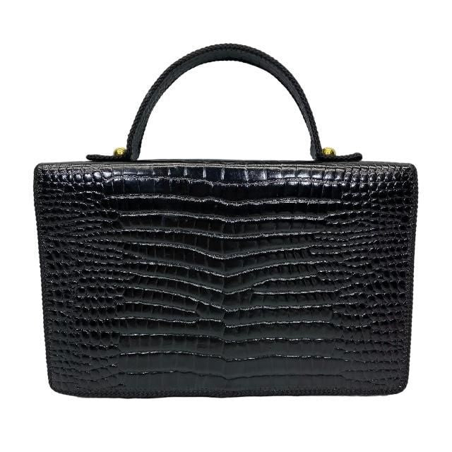 Christian DIOR Vintage Handbag Mini Bag Handbag Croc Shape Pressed Black