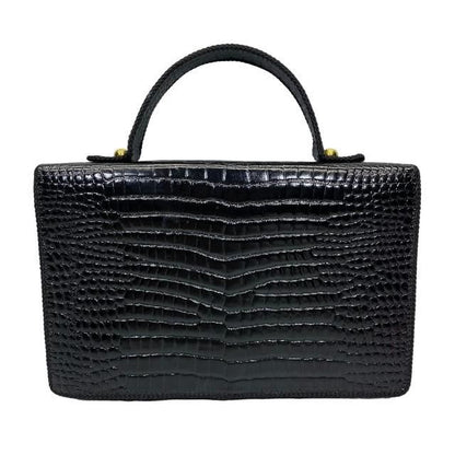 Christian DIOR Vintage Handbag Mini Bag Handbag Croc Shape Pressed Black