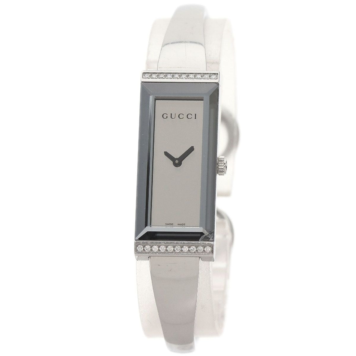 Gucci 127.5 Square Face Bezel Diamond Watch SS