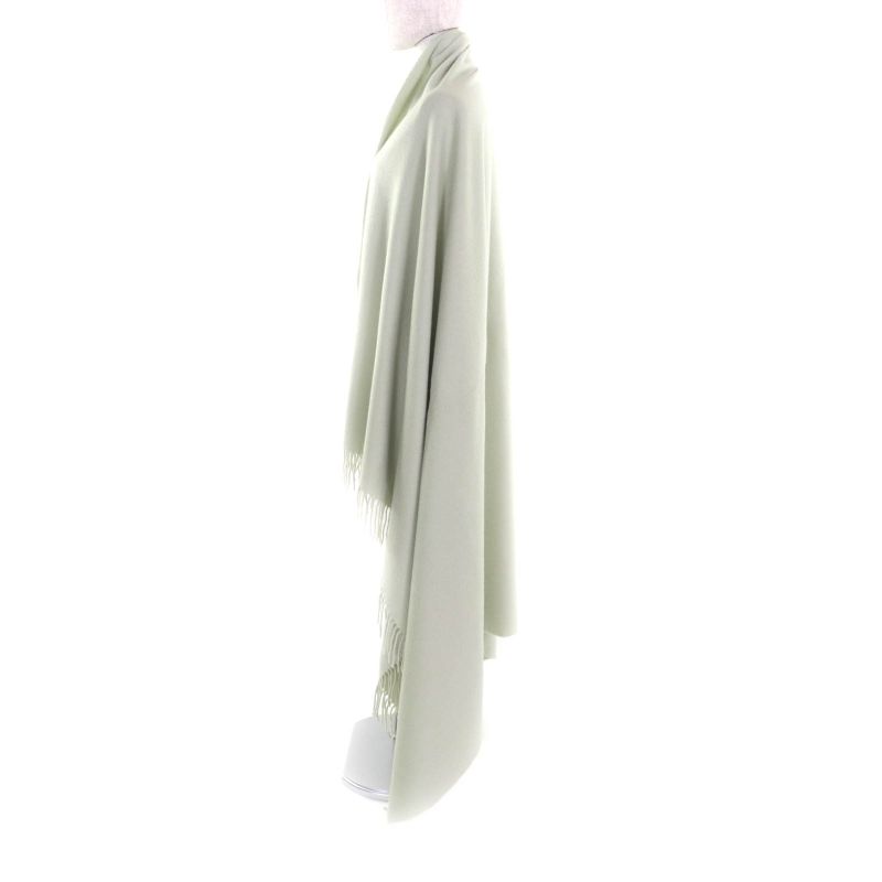 Hermes 100% Cashmere Logo Embroidered Fringed Extra-large Stole Shawl