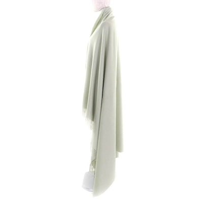 Hermes 100% Cashmere Logo Embroidered Fringed Extra-large Stole Shawl