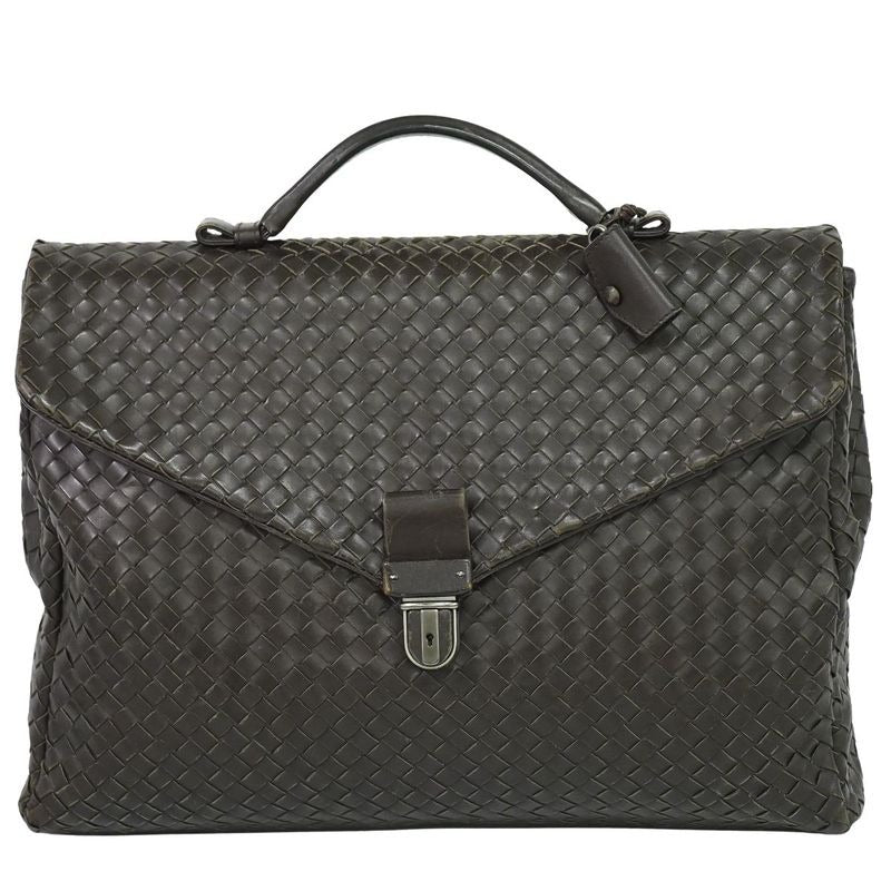 Bottega Veneta Intrecciato Business Bag Handbag Leather Brown