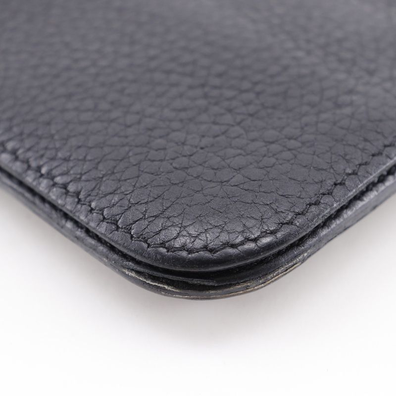 Hermes Dogon Long Taurillon Clemence Black □P Unisex Long Wallet