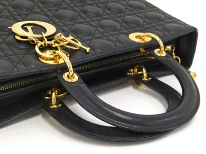 Christian Dior Lady Dior Large Handbag Cannage Leather Black