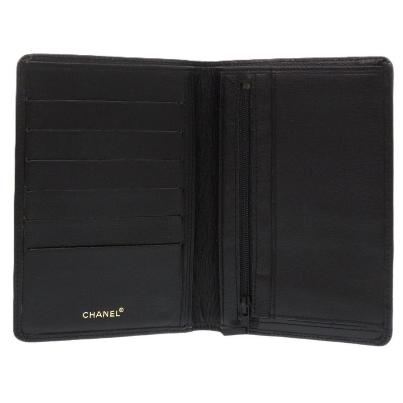 Chanel Coco Marc Lambskin Black 1308 Black Bifold Wallet Chanel