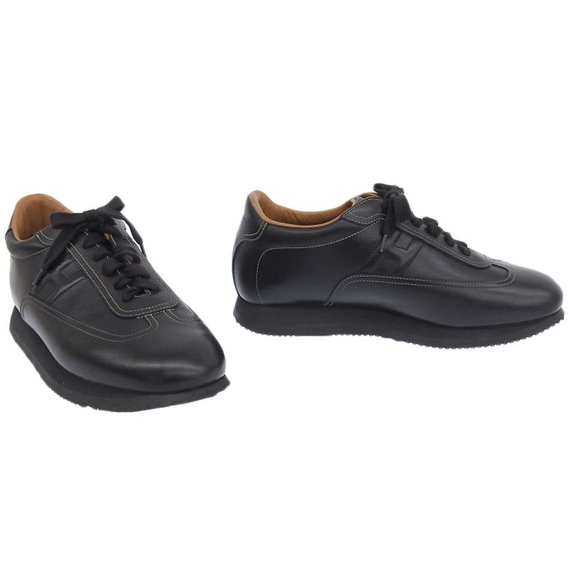 Hermes Current Logo Quick Side H Logo Box Calf Leather Sneakers Shoes 38 1 2