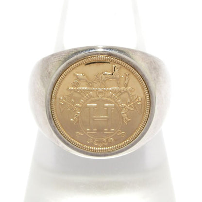 Hermes Ring 53 Exlibris Chevalier Silver And 18K Pink Gold