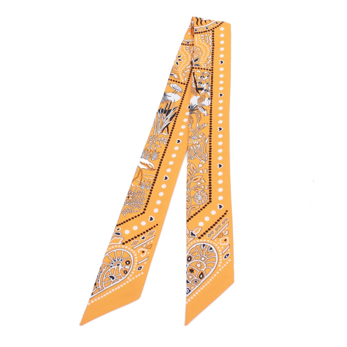 Hermes Twilly Silk Orange Black Scarf