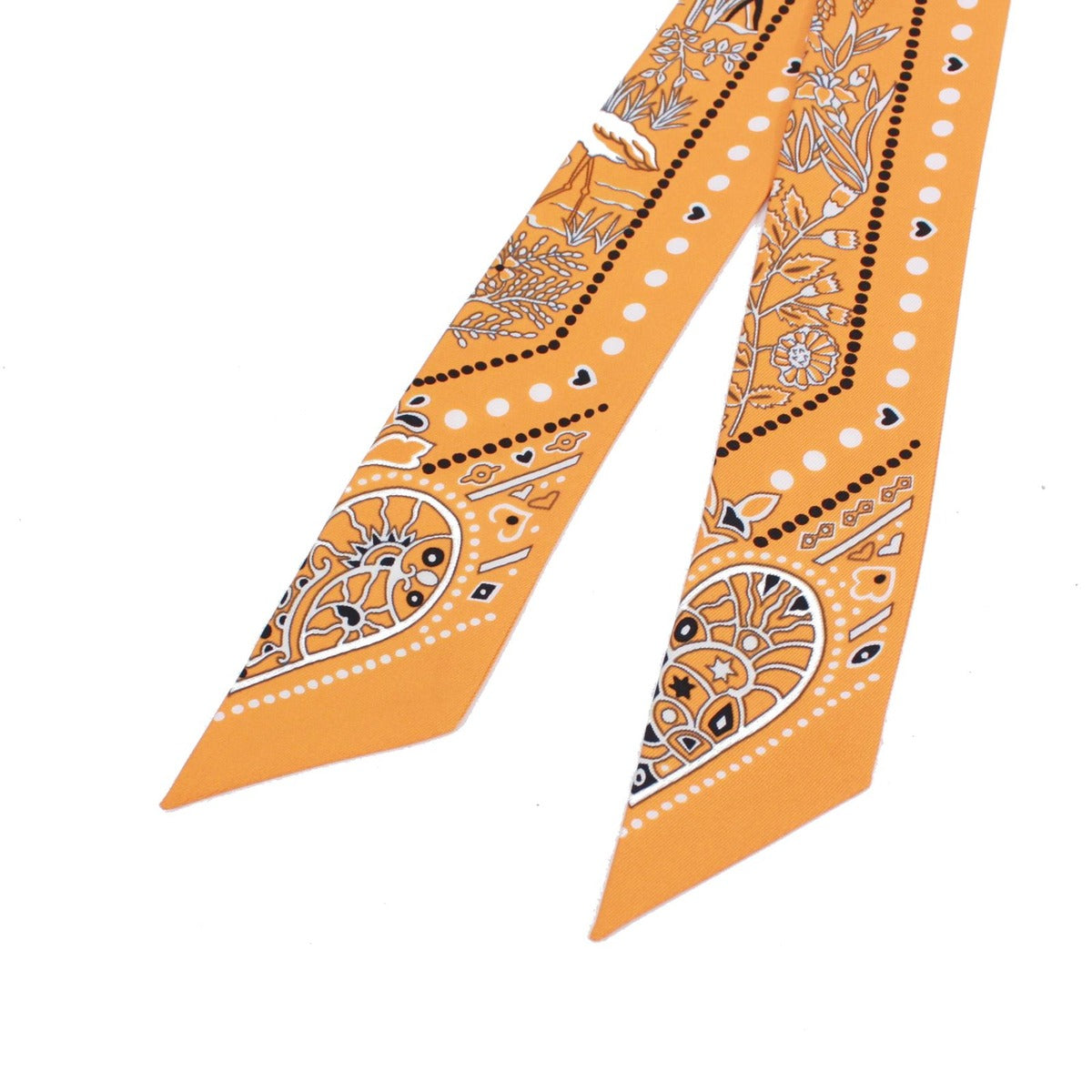 Hermes Twilly Silk Orange Black Scarf — view 4