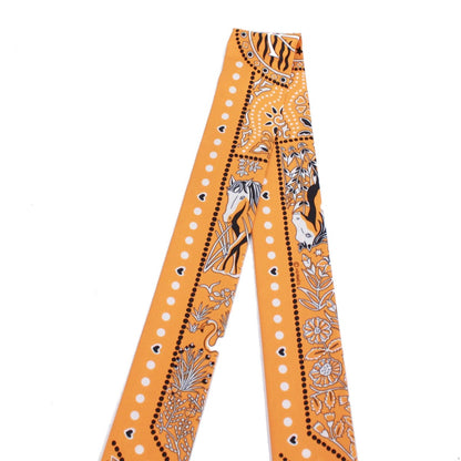 Hermes Twilly Silk Orange Black Scarf — view 6