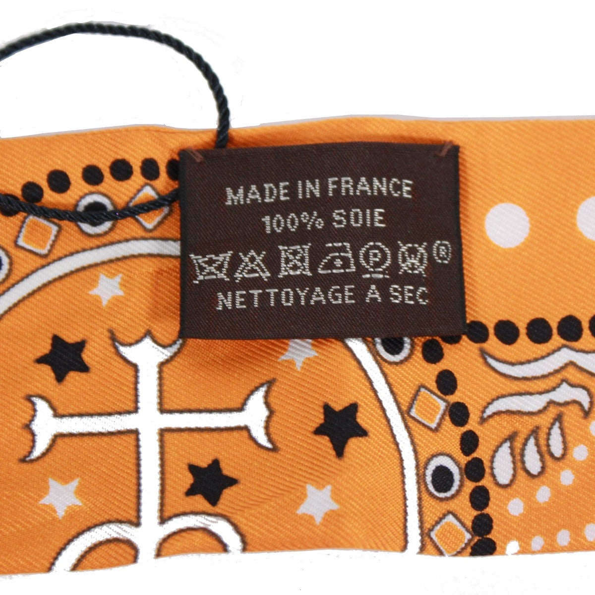 Hermes Twilly Silk Orange Black Scarf — view 7
