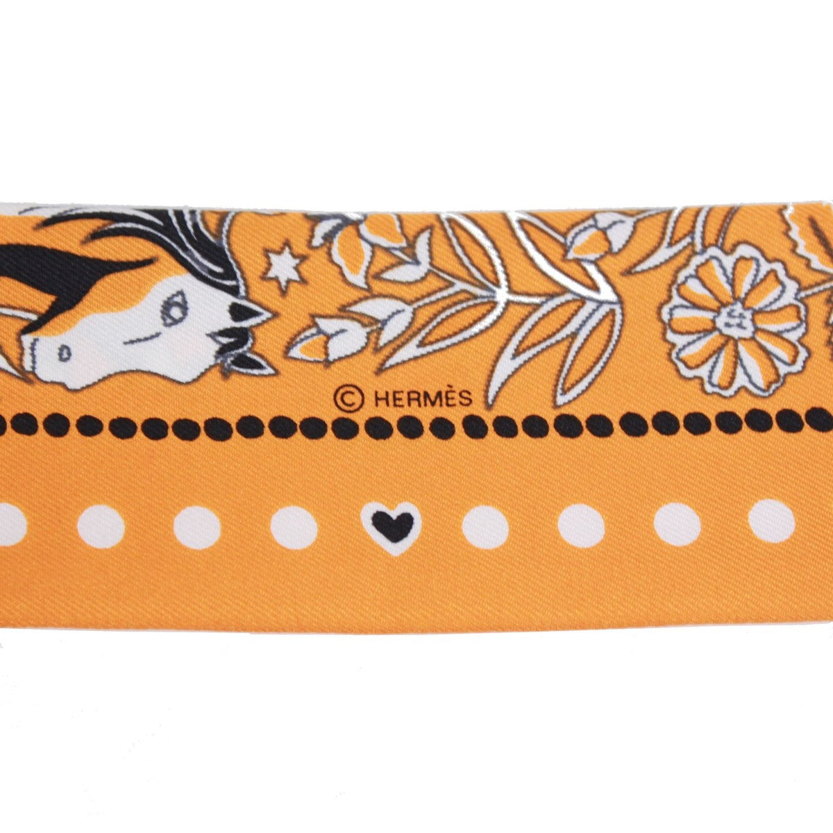 Hermes Twilly Silk Orange Black Scarf — view 8
